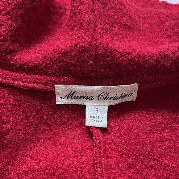 Vtg Marisa Christina Wool Wrap Cardigan Womens S Red Ruffle Collar Hem Dopamine - Picture 8 of 12